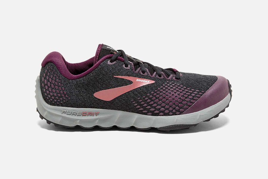 Brooks PureGrit 7 Womens Australia - Trail Running Shoes - Black/Purple/Grey (080-XZMJI)